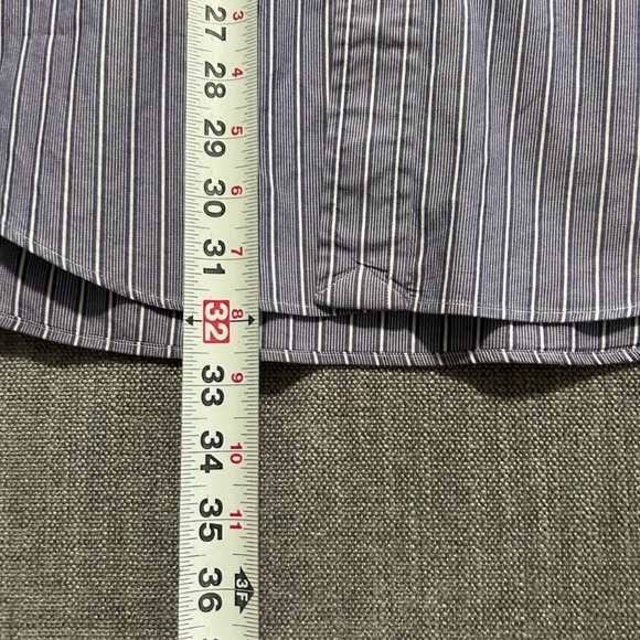 Ralph Lauren Yarmouth Mens 16.5 34/35 Blue White Striped Pinpoint Oxford Shirt - Picture 3 of 5